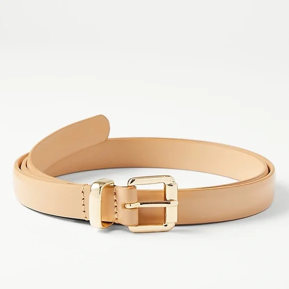NWT Ann Taylor Curved Rectangular Buckle Skinny Leather Belt Ann Taylor Women main image 4